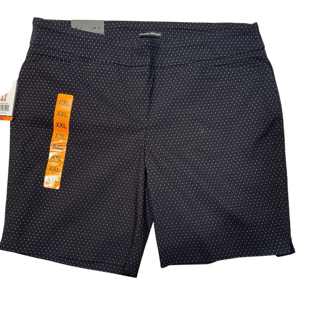Hilary Radley Bermuda Shorts  Womens XXL Navy/Off-White Stretch Preppy Beach NEW - Picture 13 of 13